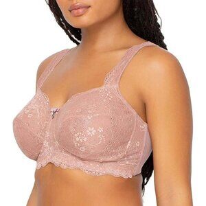Curvy Couture Women's Luxe Lace Plus Size Smoothing Bralette, 42H/44G